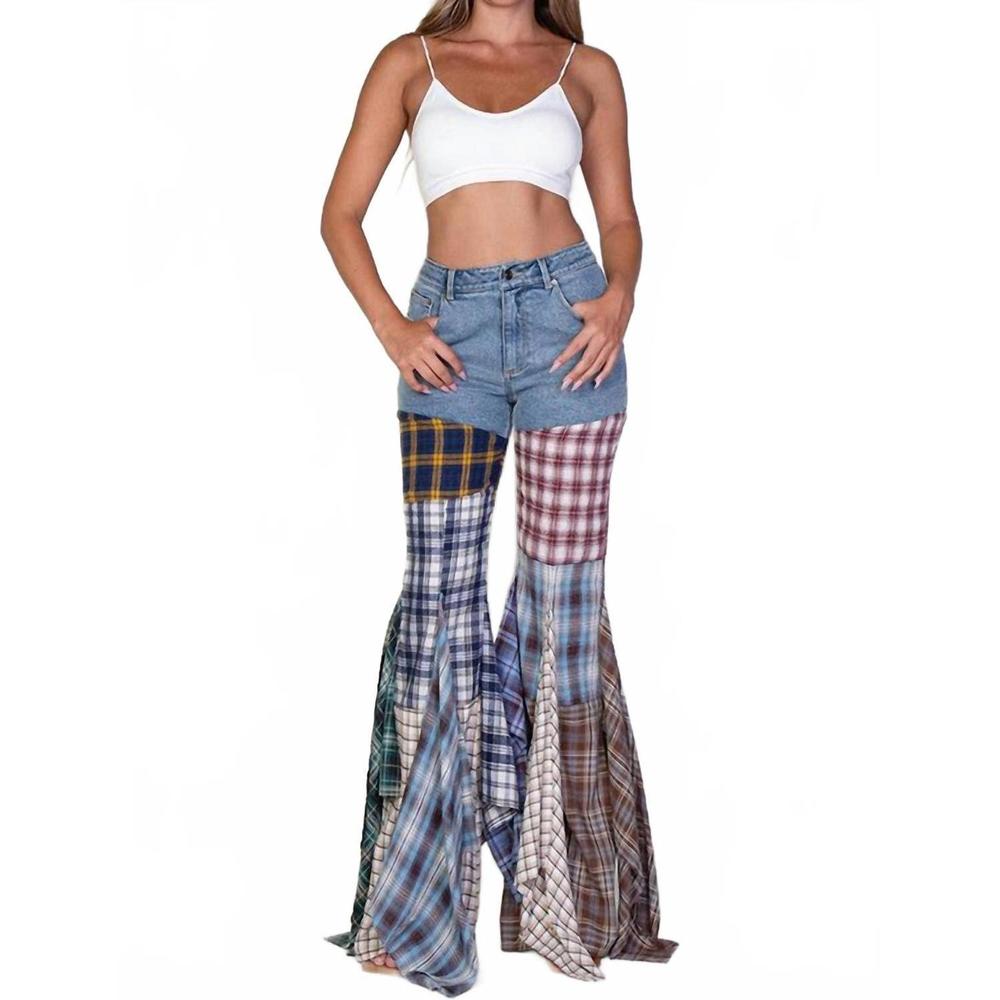 NEW REHAB LAB plaid me jeans in multi